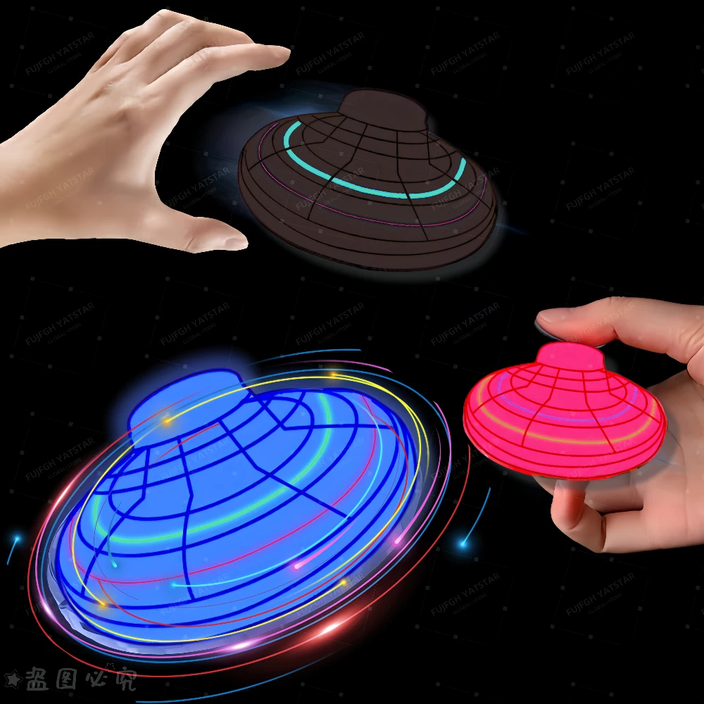 NM58444 Helicopter Spinner Fingertip Upgrade Magic Flight Gyro Fly Orb Hover Ball Mini Dron Aircraft Toys LED Type Toy Kids Gifts