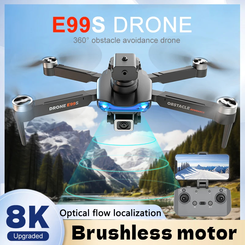 NM58558 Brushless Drone Obstacle Avoidance 8K HD Dual 5G Wi-Fi FPV Aerial Photography Aircraft Four Axis RC Aircraft Kid Toys - Black & Orange
