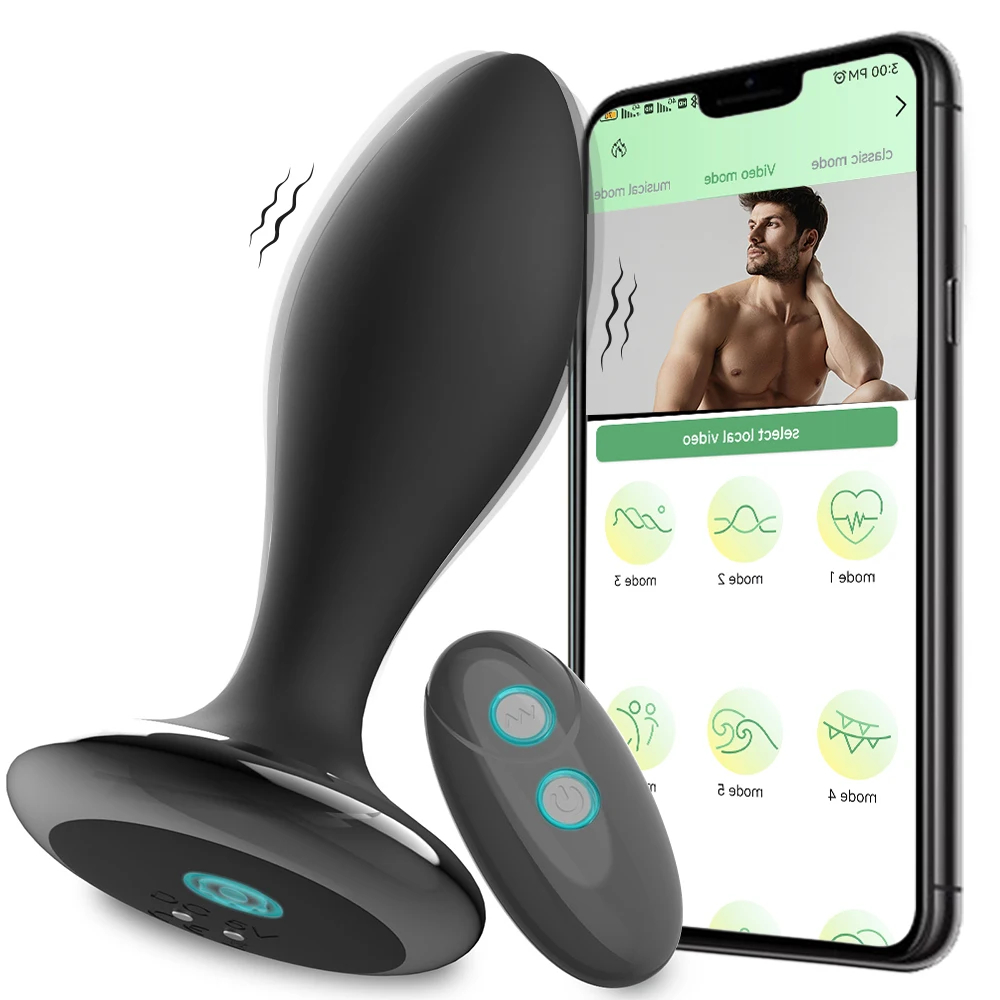 NM58559 Remote Control Anal Vibrator Bluetooth Butt Plug Men Prostate Massager Female Masturbator Adult Sex Toys for Women, Men & Gay - Black