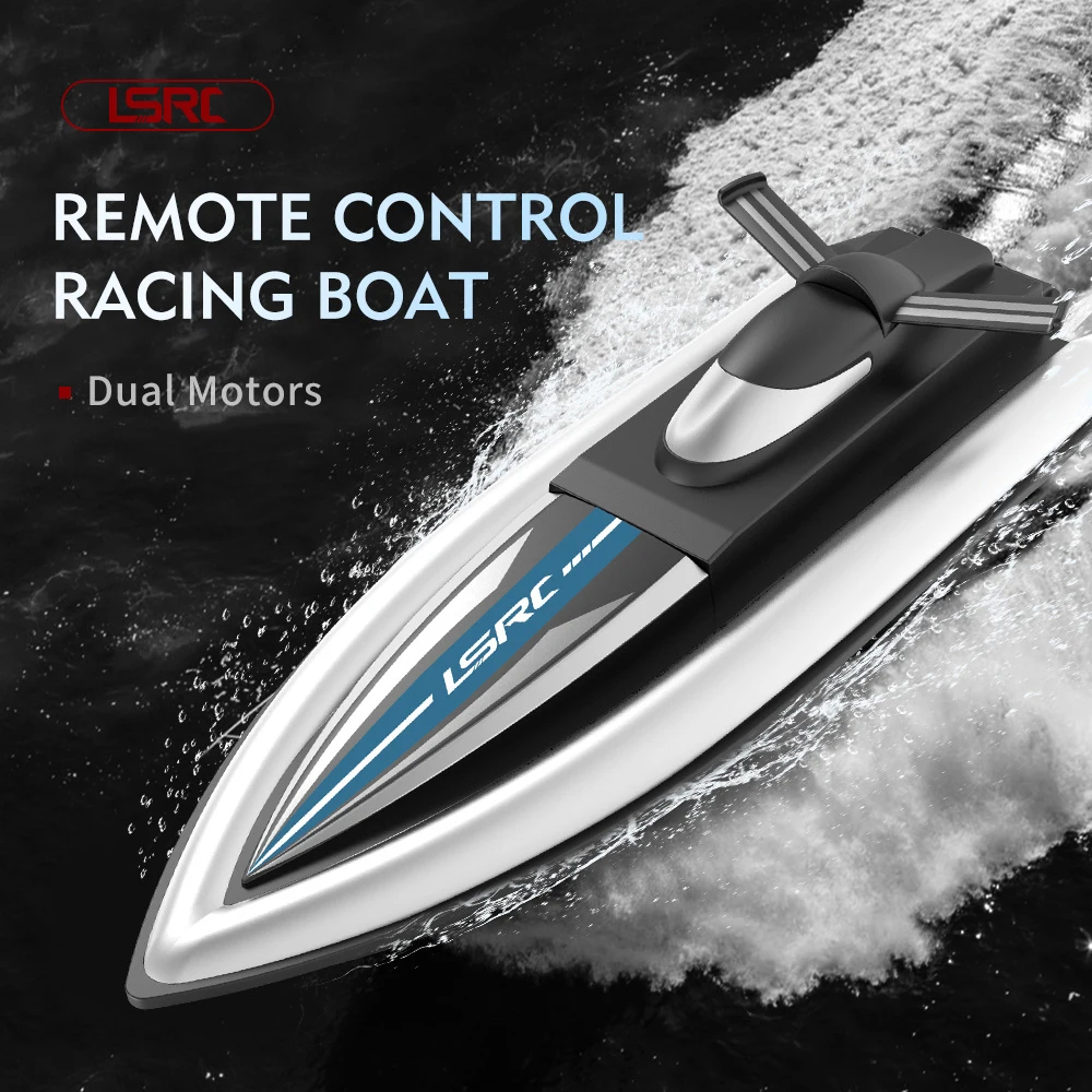 LSRC-B8 RC High Speed Racing Boat Waterproof Rechargeable Model Electric Radio Remote Control Speedboat Toys for Boys 14 Years, Black & Red