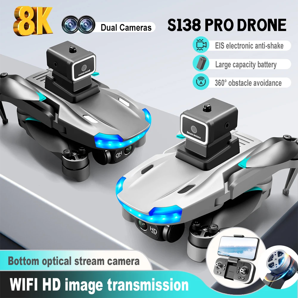 NM58749 GPS Drone 8K Professional Dual Camera 5G Wi-Fi Obstacle Avoidance Folding Quadcopter Aerial Photography RC Drone with Camera - Black & White
