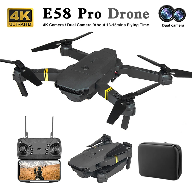 NM58772 E58 & E88 RC Drone Wi-Fi FPV Altitude Hold Foldable Quadcopter with 1080P 4K HD Camera RC Drone Helicopter Drone Gift Toys