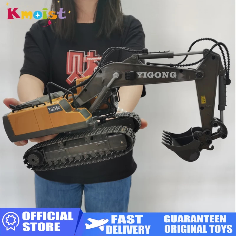 NM59126 RC Excavator Dumper Car 2.4G Remote Control Engineering Vehicle Crawler Truck Bulldozer Toys for Boys Kids Christmas Gifts - Yellow & Black