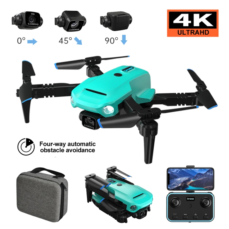 H111 Drone 5G Wi-Fi FPV 4K HD Dual Camera 360 Deg Laser Obstacle Avoidance Brushless Motor GPS Return RC Quadcopter Drone Toys - Green & Orange
