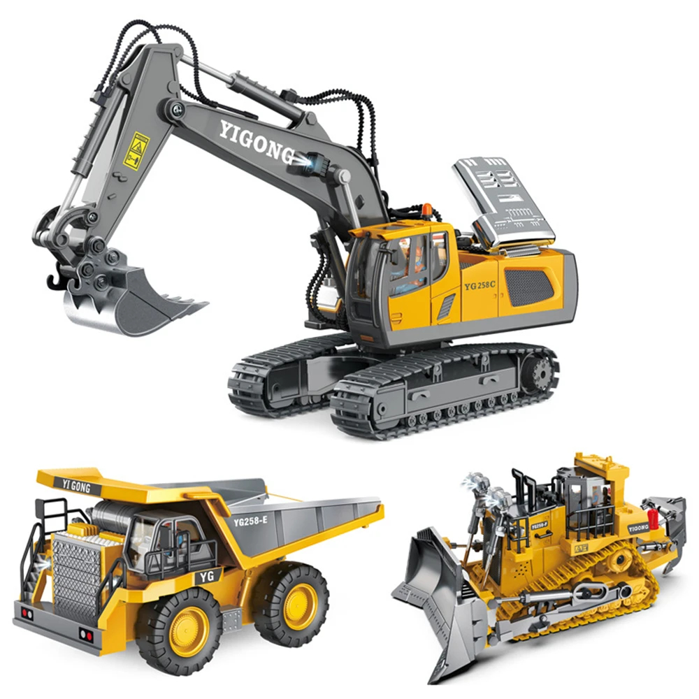 NM59283 Alloy Excavator Bulldozer Remote Control Dump Truck Electric Engineering 2.4G High Tech Vehicle Model Car Toys for Boys Gifts