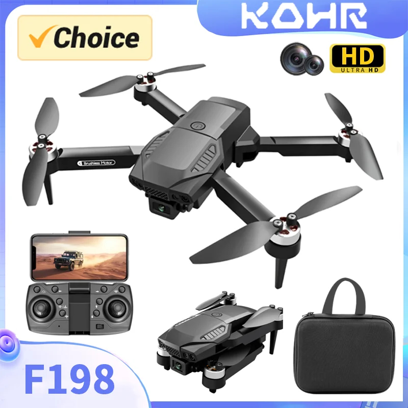 NM59286 F198 Drone Professional Wi-Fi FPV HD Aerial Photography Wide Angle Dual Camera with 1080P Brushless RC Foldable Quadcopter - Black -  UNO1RC
