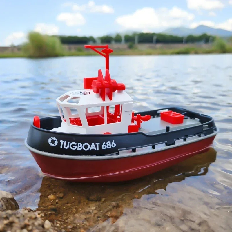 NM59377 RC Boat 2.4G 1-72 Powerful Dual Motor Long Range Wireless Electric Remote Control Tugboat Model Toys for Boys Jet Boat