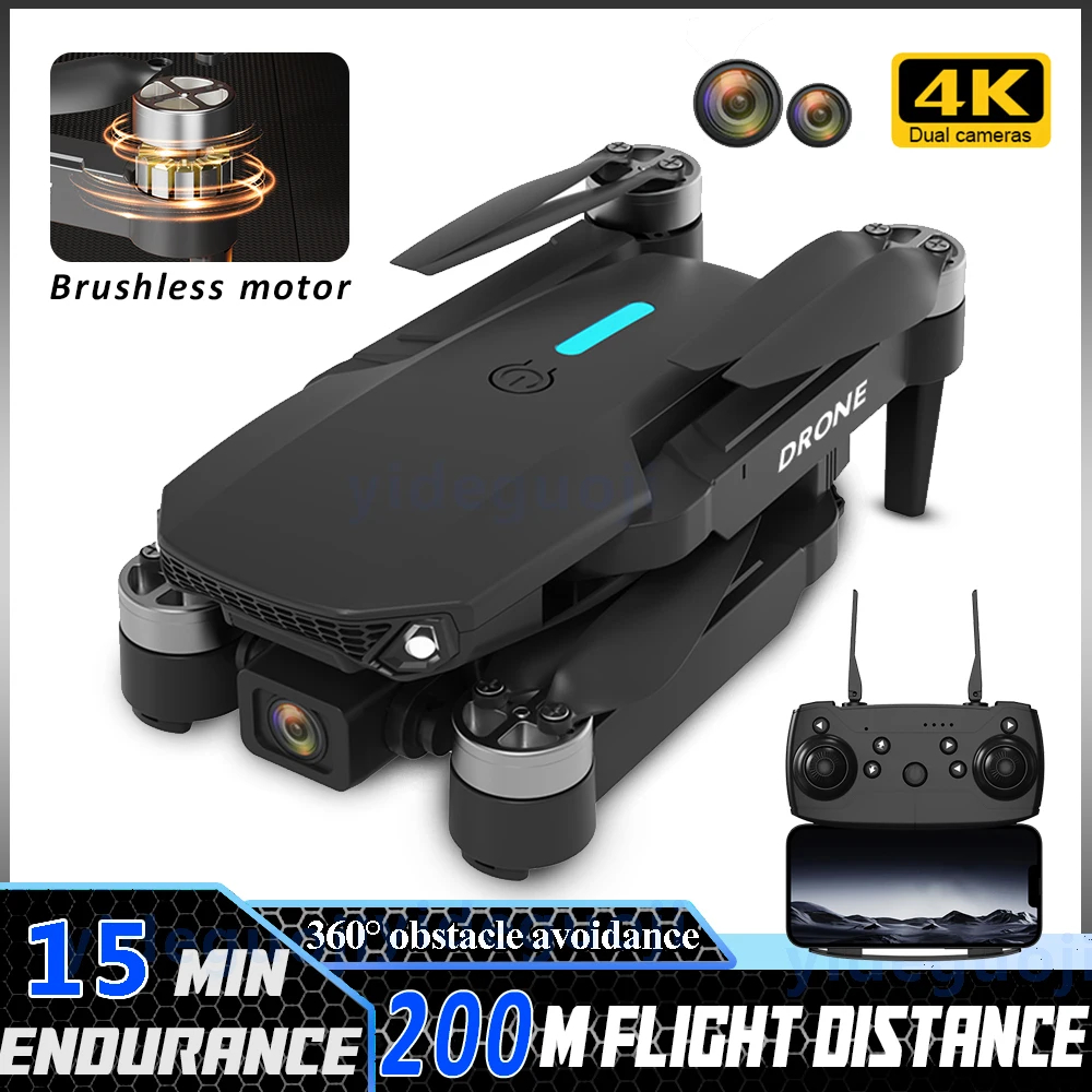 NM59427 Pro Brushless Motor Drone Wi-Fi FPV 360 Deg Laser Obstacle Avoidance 4K HD Dual Camera Flash Lamp RC Folding Quadcopter Drone Toy