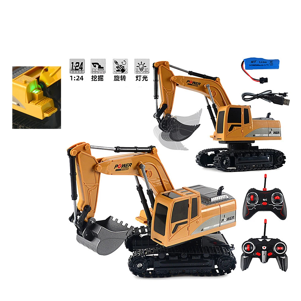 NM59049 Trucks Mini Remote Control Bulldozer 1-24 5CH Plastic Engineering Car Dump Truck Crane Excavator Electric Vehicle Toys Gift