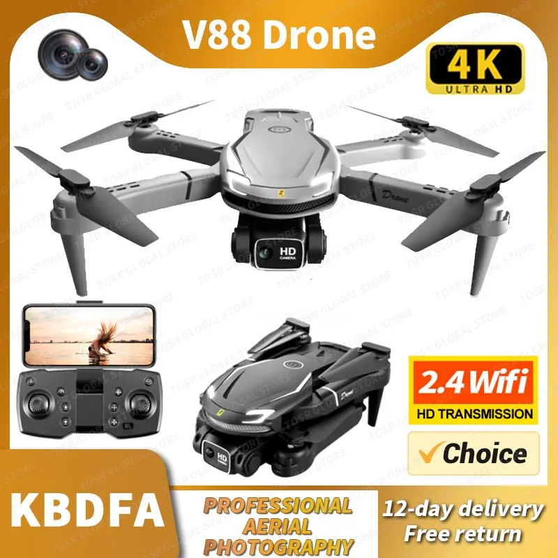 NM59111 V88 Drone Wi-Fi FPV Professional Aerial Dual-Camera RC Quadcopter Obstacle Avoidance Aerial Photography Helicopter Toy Gift
