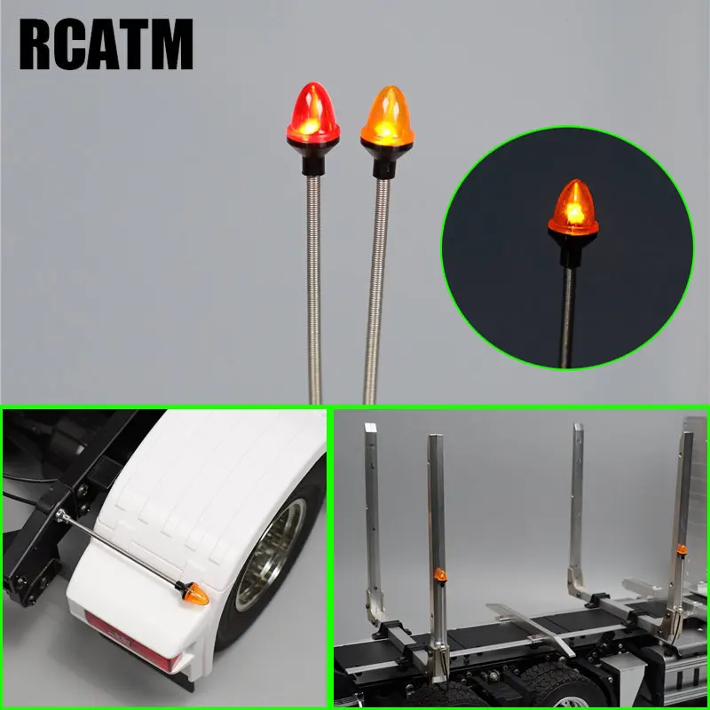 Width Indicator Light LED Spring Lamp for 1 by 14 Tamiya RC Truck Trailer Tipper Scania 770S Actros 3363 Volvo FH12 MAN Parts, Red & Yellow