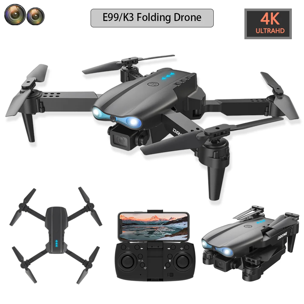 NM59106 E99 K3 Mini Drone 4K Pro HD Dual Camera High Hold Mode with Wi-Fi FPV Foldable Aerial Photography RC Quadcopter Helicopter - Multi Color -  UNO1RC