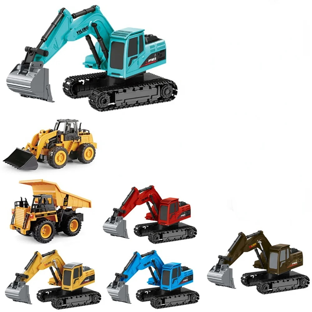 NM59107 6 Channel RC Excavator Toy for Boy Engineering Car Alloy Plastic Simulation Remote Control Car Model Kids Gift