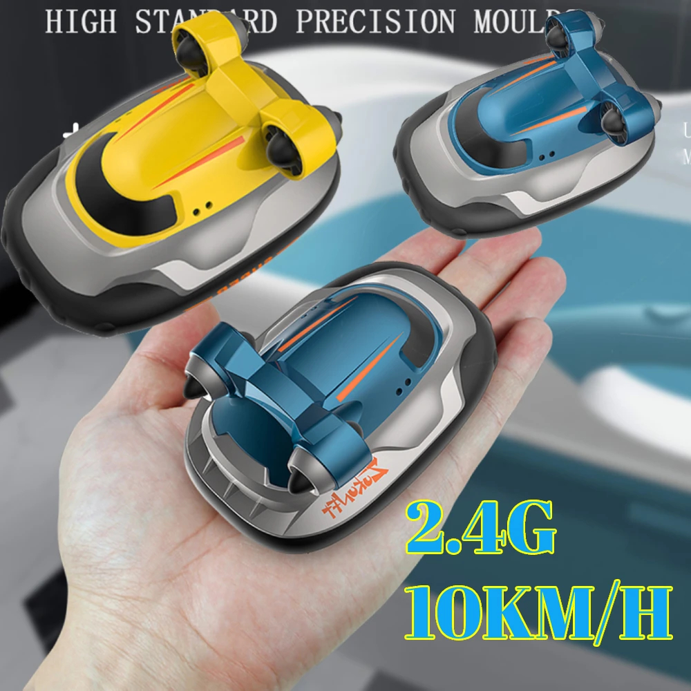 NM59172 4CH Mini RC Boat Water Game Toys Remote Control Speedboat High Speed Racing Ship for Pool Tub Kids Boys Birthday Gifts - Yellow & Blue