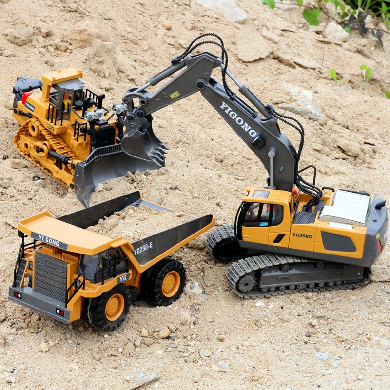 NM59195 Toy Remote Control Excavator 2.4G Multifunctional Engineering Vehicles & Digging 11 Function Children Gift Toy Car - Yellow & Black