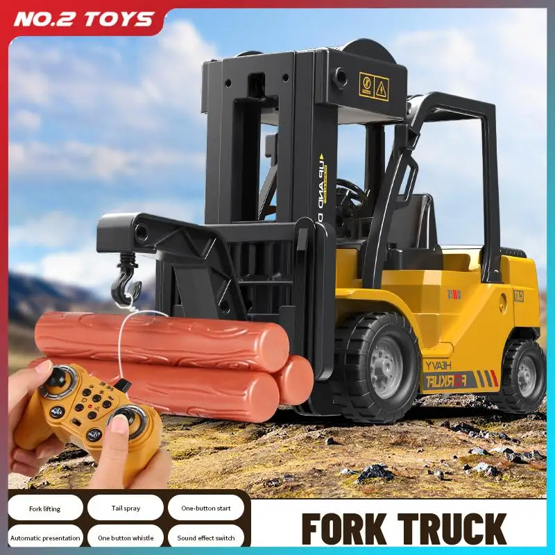 NM59235 Remote Control Forklift Electric Cranes Spray Acousto-Optic Engineering Car RC Truck Boys Kids Toys for Children Gifts
