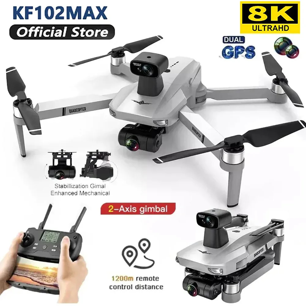 NM59367 KF102 Professional Drone 8K Dual Camera Mini Drone FPV Wide Angle Shooting Drone RC Kids Toys Smart Obstacle Avoidance Flyer - Orange & White