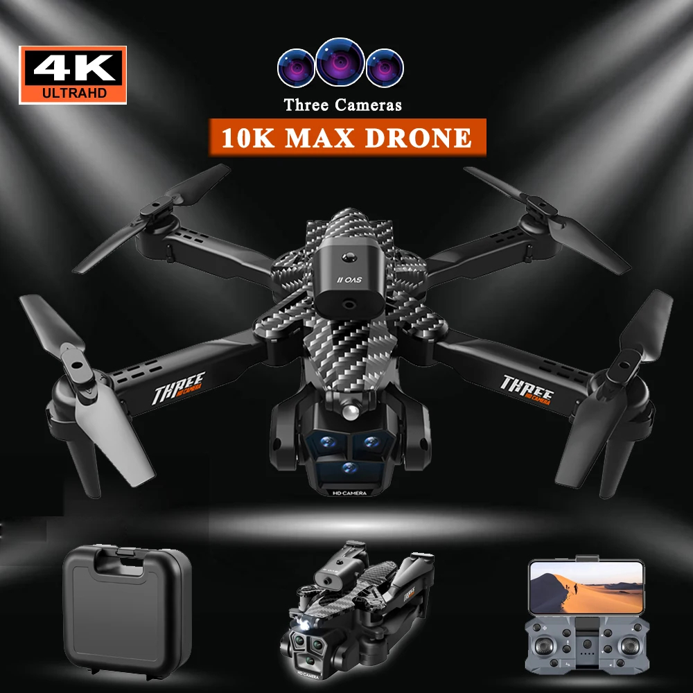 NM59445 Max Drone 4K Professional Aerial Photography Three Camera HD Wide Angle Obstacle Avoidance RC Quadcopter FPV Drone Toys - Multi Color