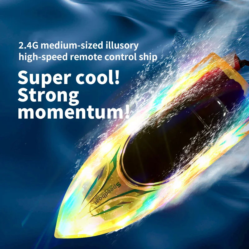 NM59451 S13 2.4G High Speed Remote Control Boat with Colorful Lights Waterproof Fast Boat 20KM Competitive Boat Boy Toy Gift