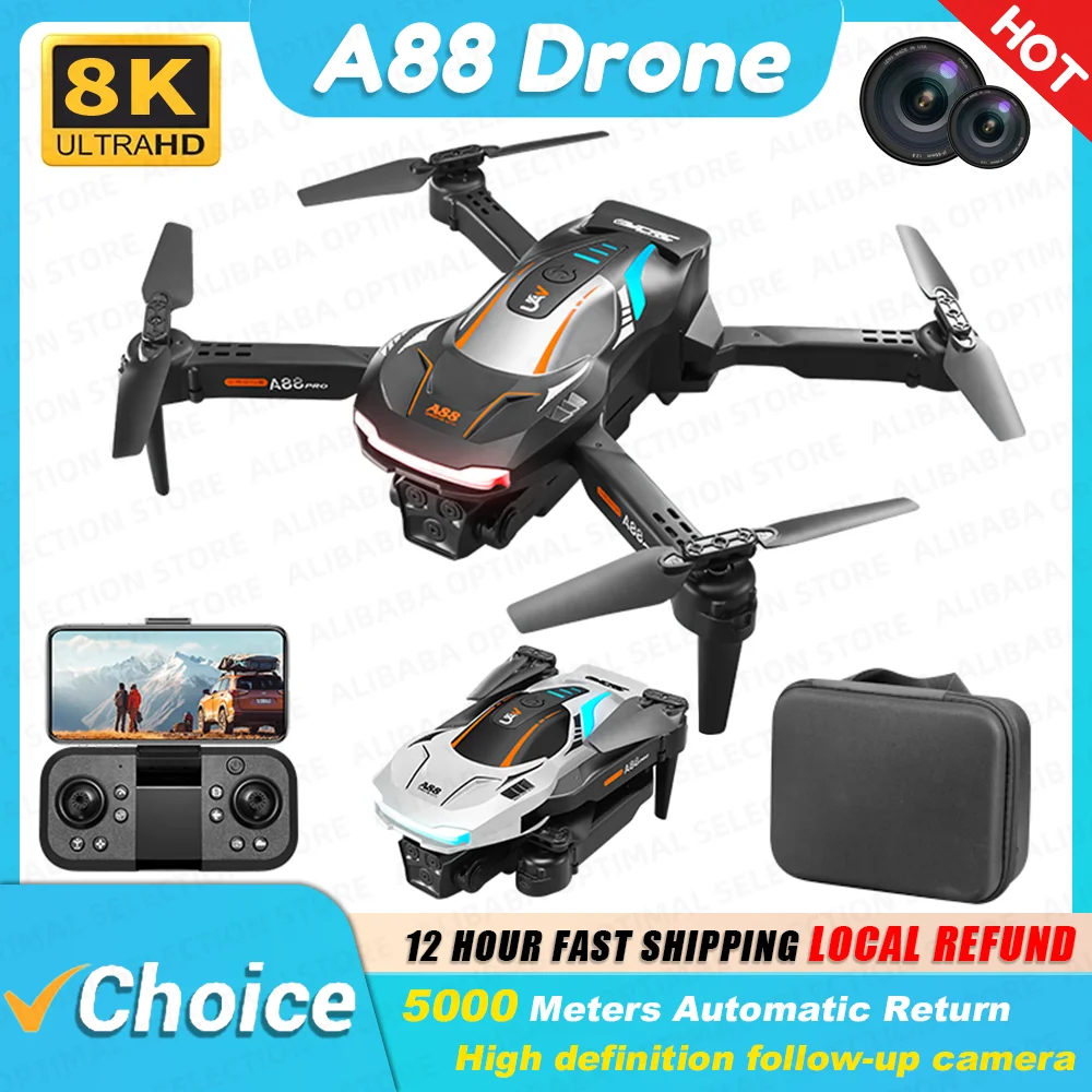 NM59546 A88 RC Drone Dual Camera 8K High-Definition Professional Aerial Photography 5G Gps Obstacle Avoidance Quadcopter Gifts Toys