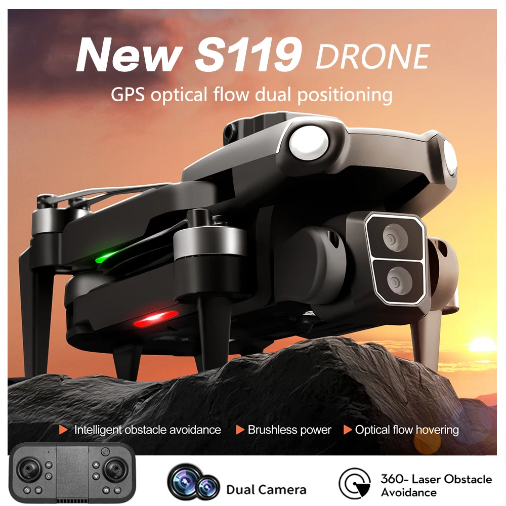 NM59552 Drone Wi-Fi FPV Brushless Motor 360 Deg Laser Obstacle Avoidance Optical Flow Localization 4K HD Dual Camera RC Quadcopter Toys