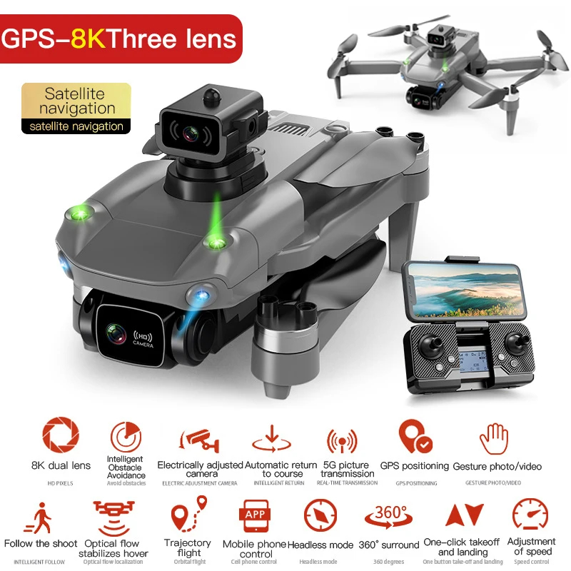 NM59631 Drone 4K Professional Dual Camera HD Vision Obstacle Avoidance Brushless Motor Drone GPS Optical Flow Wi-Fi Quadcopter Toys
