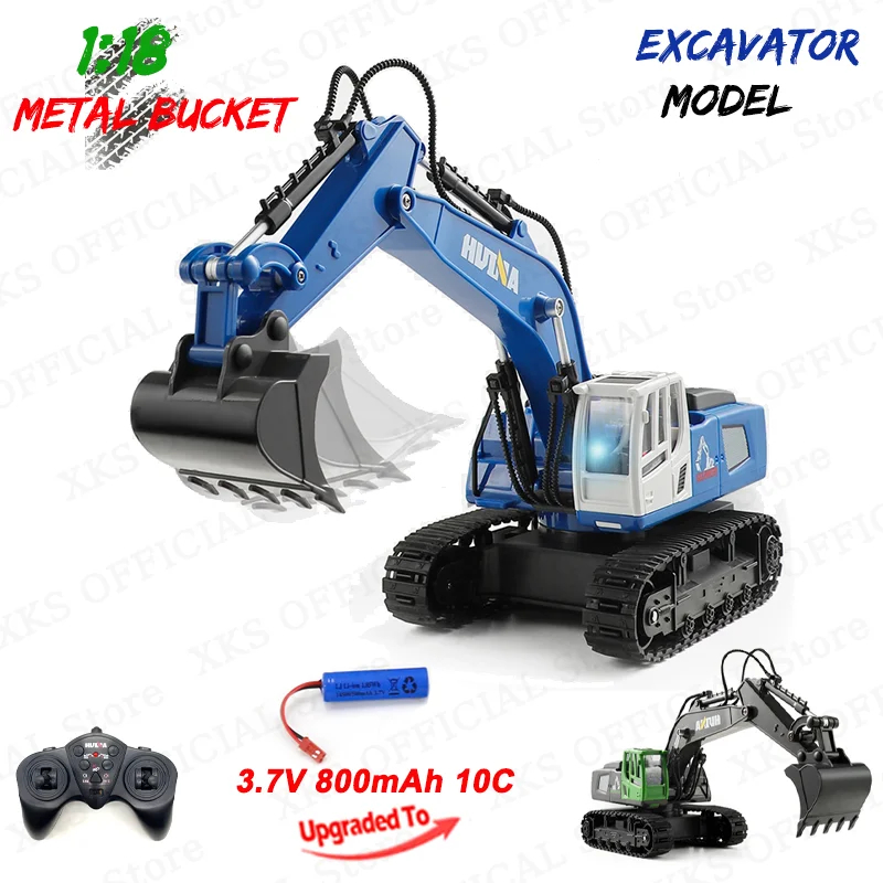 NM59743 1558 1 by 18 RC Excavator 11 Channel 2.4G Remote Control LED Light Excavator Engineering Vehicle RC Truck Toy Gift for Boy