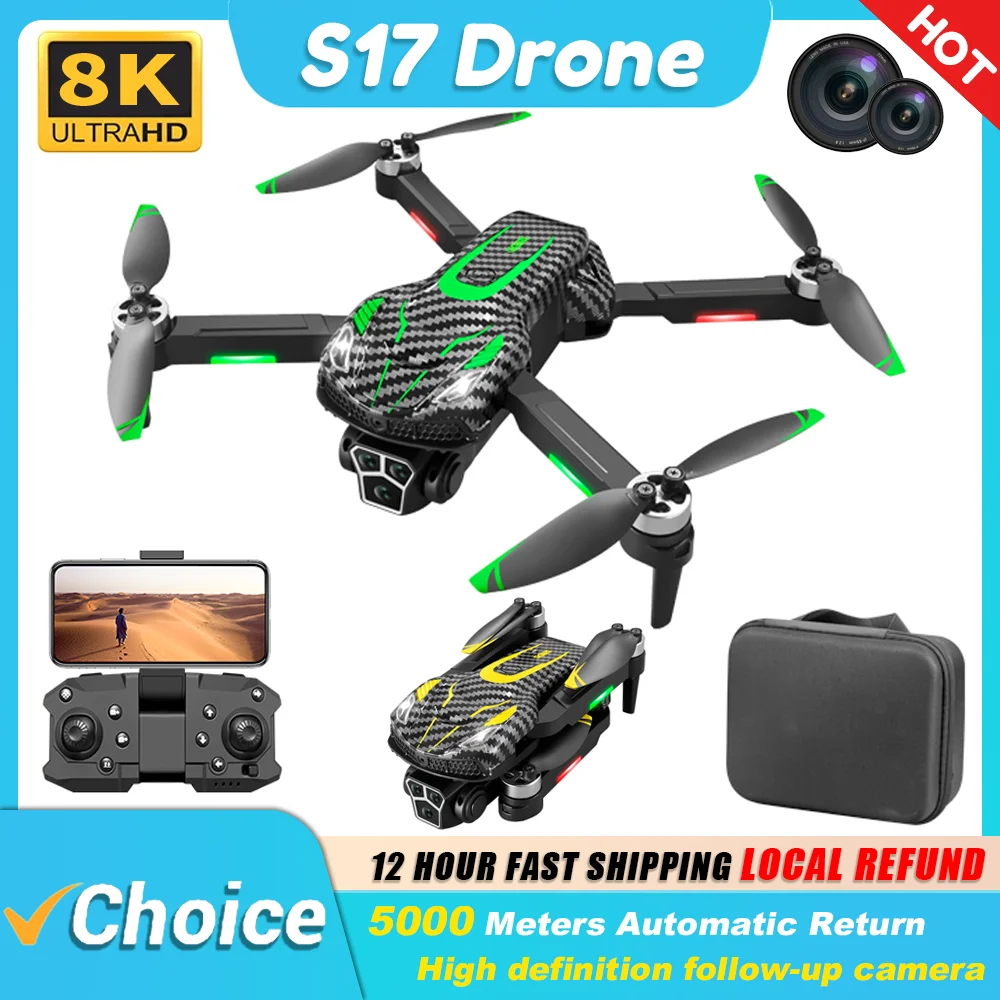 NM59831 S17 Drone Professional Dual HD Camera Aerial Photography FPV Helicopters Obstacle Avoidance Foldable RC Quadcopter Toy Gift