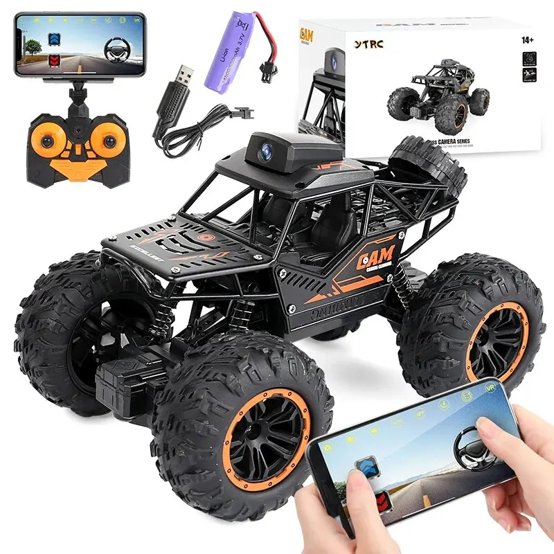NM59856 Car with HD 720P Wi-Fi FPV Camera Off-Road Remote Control Stunt Car 1-18 2.4G SUV Radio Control Climbing Toys for Kids - Black