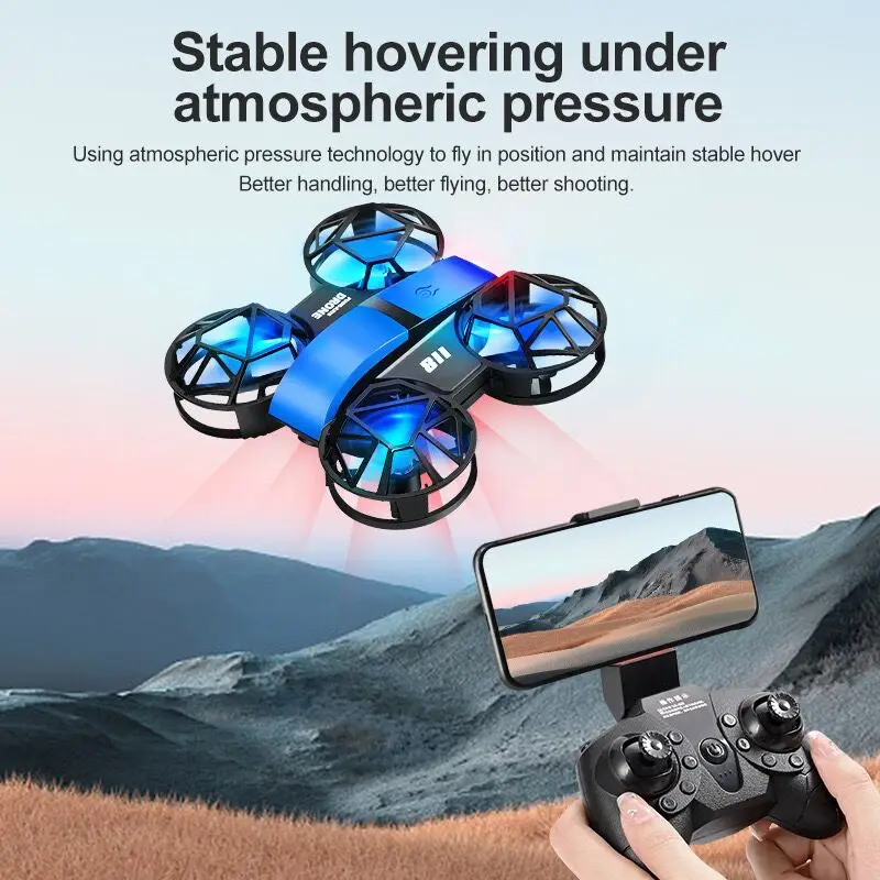 NM59858 Mini Drone 811 4K HD Aerial Camera Wi-Fi FPV LED Light Quadcopter RC Straight Plane Childrens Gift RC Toy Stop Pad