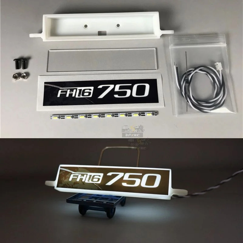 NM60083 Advertising Light Boxes Sun Visor Light Parts for 1 by 14 Tamiya RC Truck Tipper Volvo 750 FH16 560360 DIY Parts - White
