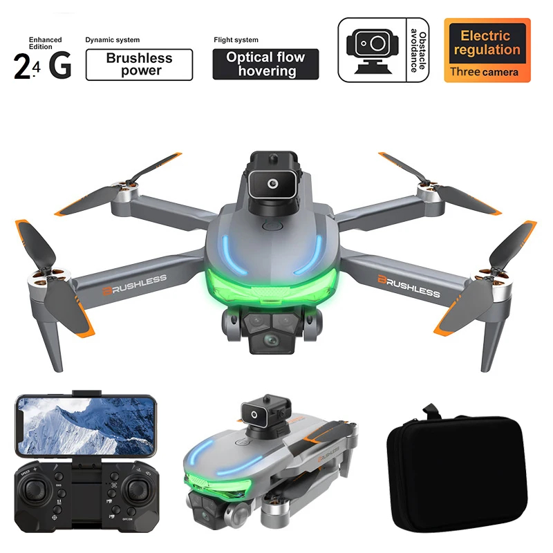Drone Wi-Fi FPV Brushless Motor Optical Flow Localization 4K HD Dual Camera 360 Deg Laser Obstacle Avoidance RC Quadcopter Toys - Gray & Silver
