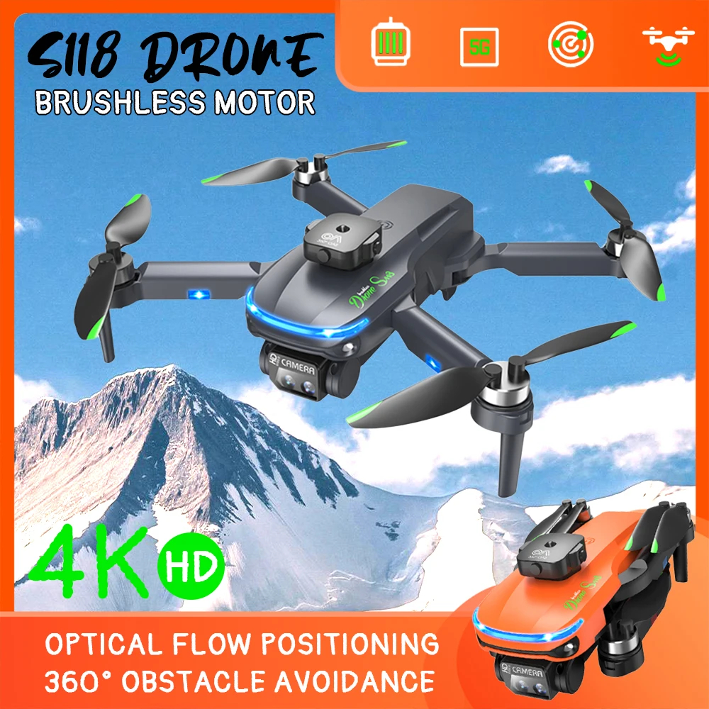 NM60198 Flow Drone Obstacle Avoidance Drone Four Rotor Helicopter RC 5G Toy S118 & C10 Drone Pro 4K HD Camera Brushless Motor
