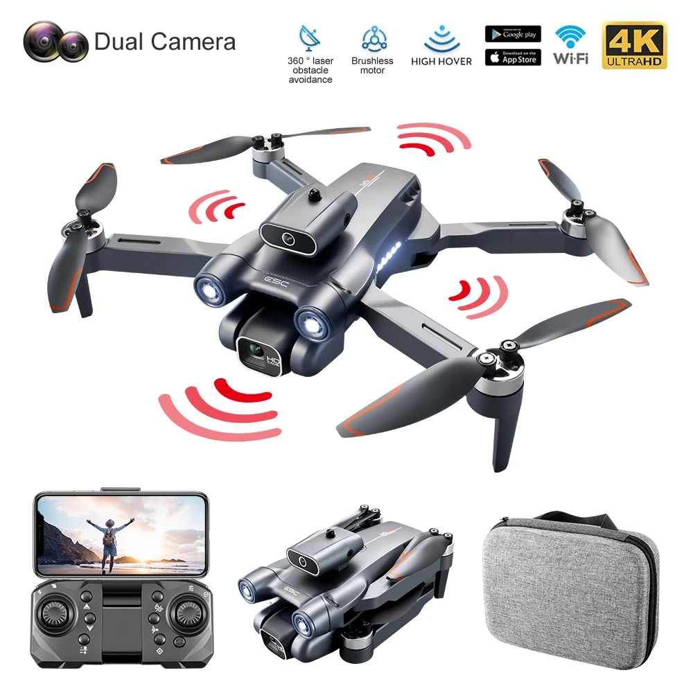 NM60150 RC Drone 5G Wi-Fi FPV 360 Deg Laser Obstacle Avoidance Brushless Motor GPS Return 4K HD Dual Camera RC Quadcopter Drone Toys