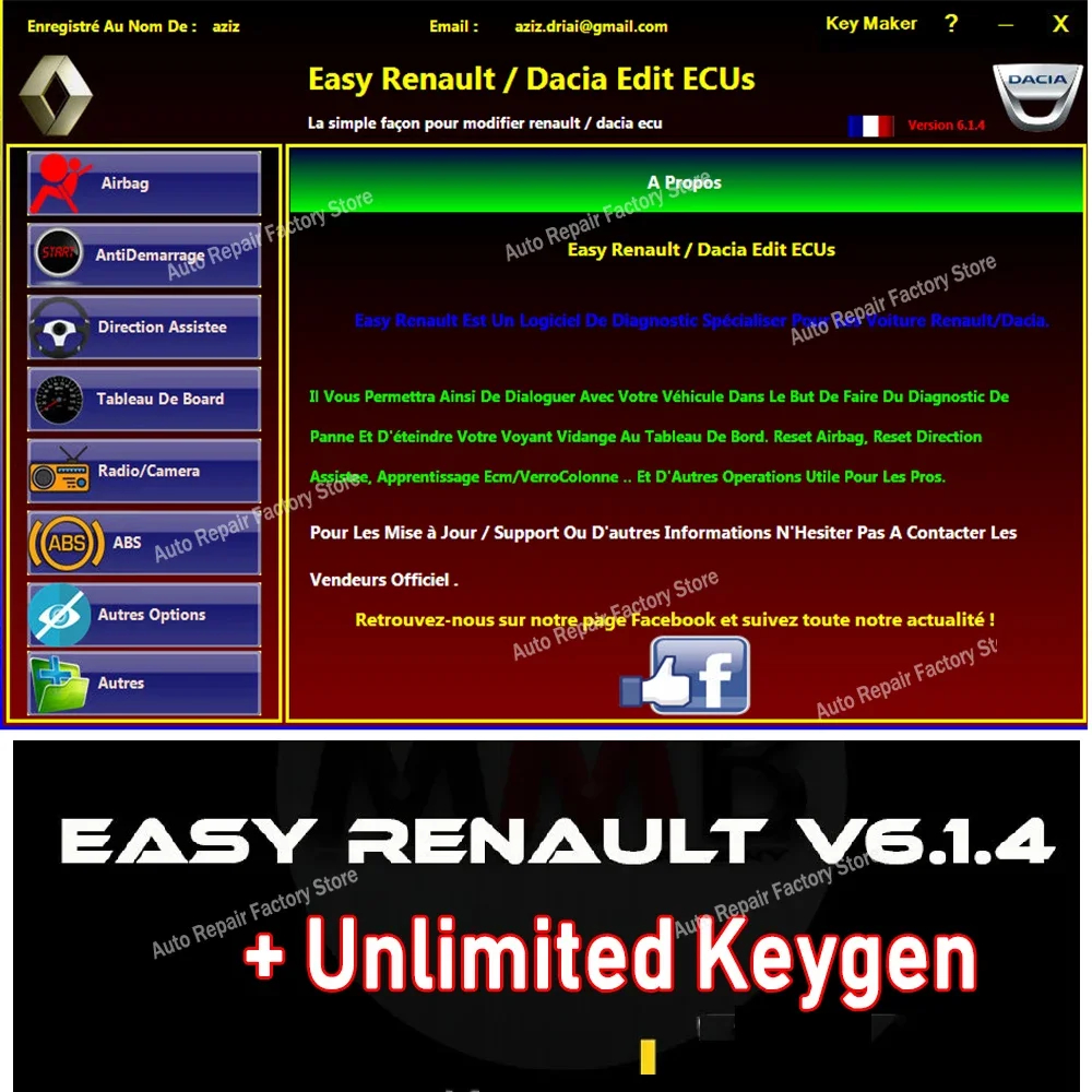 NM60165 Renault 6.1.4 Software for Renault ECU Programmer Clear Crash Airbag Card Keys UCH Cleaner WORK with OBD Link Renolink