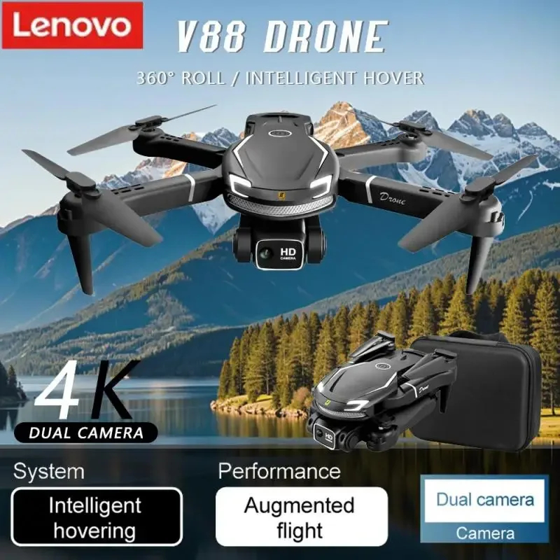 NM60298 Professional V88 Drone 8K HD Aerial Photography Intelligent Hover Dual-Camera Remote Foldable Aircraft Gift 360 Deg RC Toy