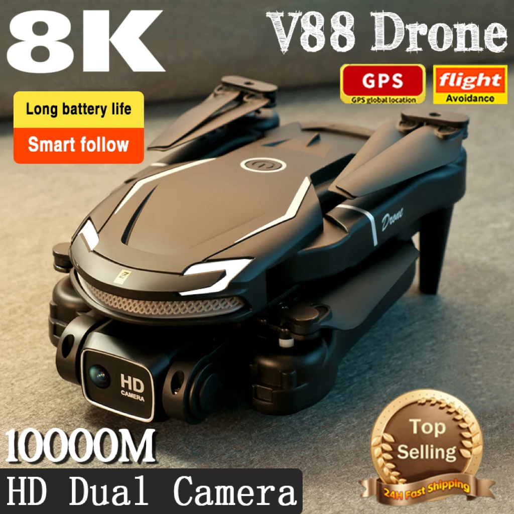 NM60353 V88 Drone 8K Professional HD Dual Camera 5G GPS Obstacle Avoidance Optical Flow Positioning Brushless UAV RC 10000 m Drone -  UNO1RC