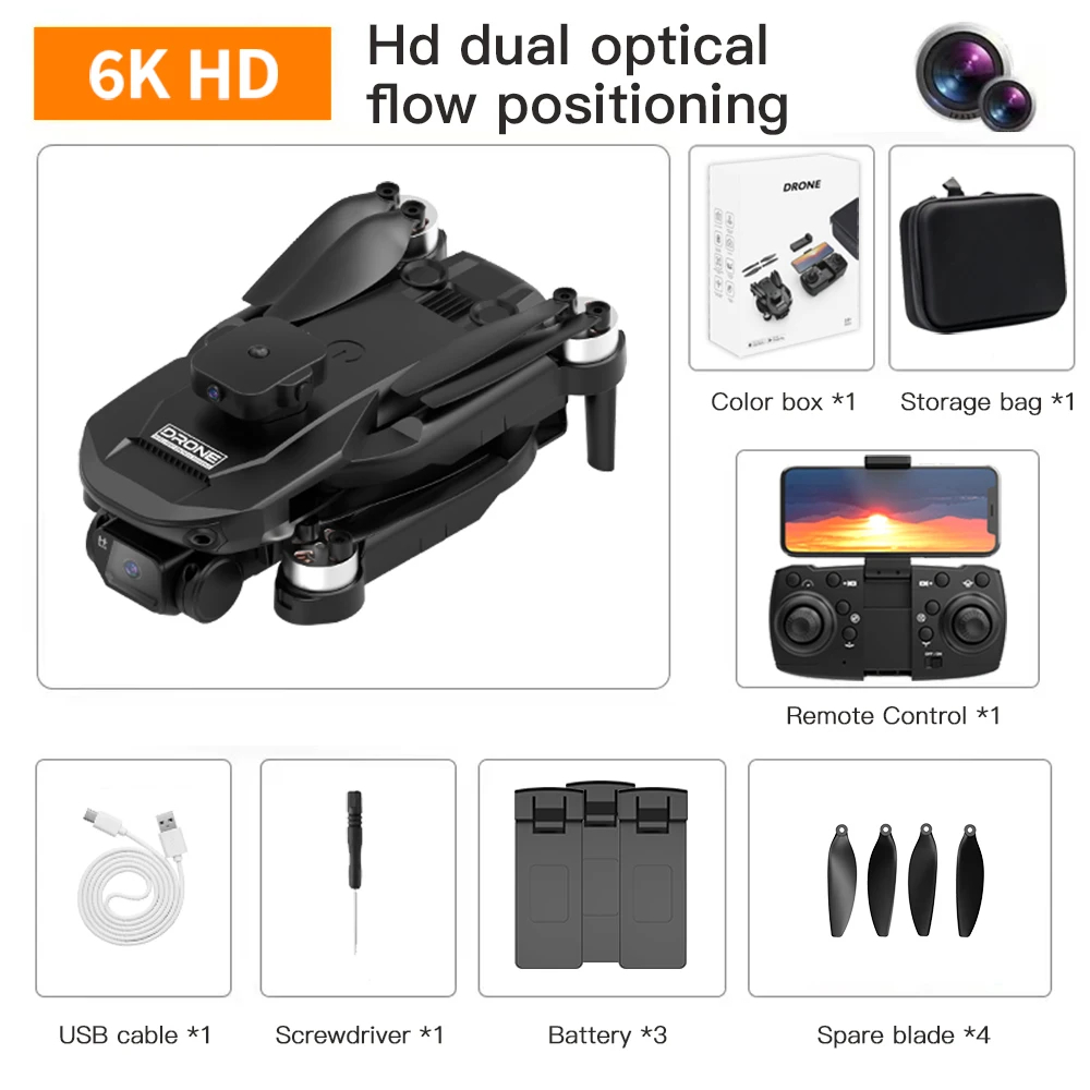 NM60380 F196 Drone Brushless Motor 4K HD Dual Camera Wi-Fi FPV Drone 8K Professional Obstacle Avoidance Foldable Quadcopter Gift -  UNO1RC
