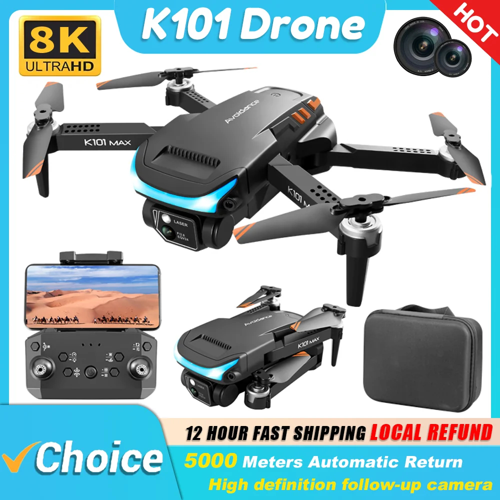 NM60429 K101 Drone Professional Dual HD Camera Aerial Photography FPV Helicopters Obstacle Avoidance Foldable RC Quadcopter Toy