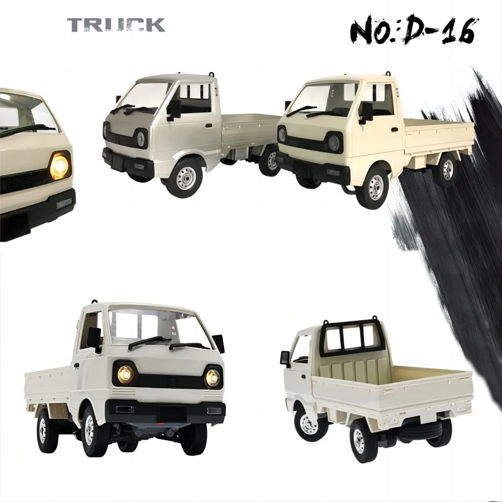 NM60118 WPL D12 RC Car Simulation Drift Climbing Truck LED Light On-road Haul Cargo Remote Control Electric for Children Gifts Toy - White & Silver