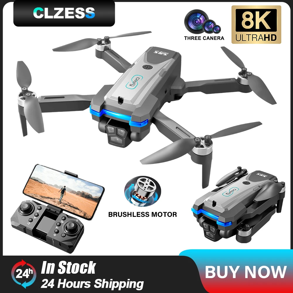 NM60141 S8S RC Drone 8K Three HD Camera Wide Angle Obstacle Avoidance Optical Flow Drone Foldable Wi-Fi Quadcopter