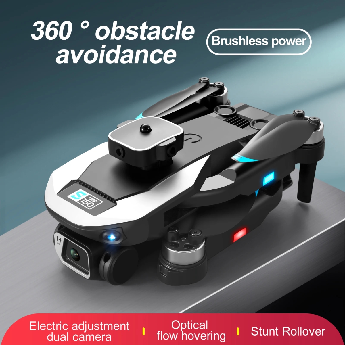 NM60233 Drone 4K Professional HD Dual Camera Smart Obstacle Avoidance FPV Photography Brushless Motor RC Quadcopter Mini Drone Toys - Black