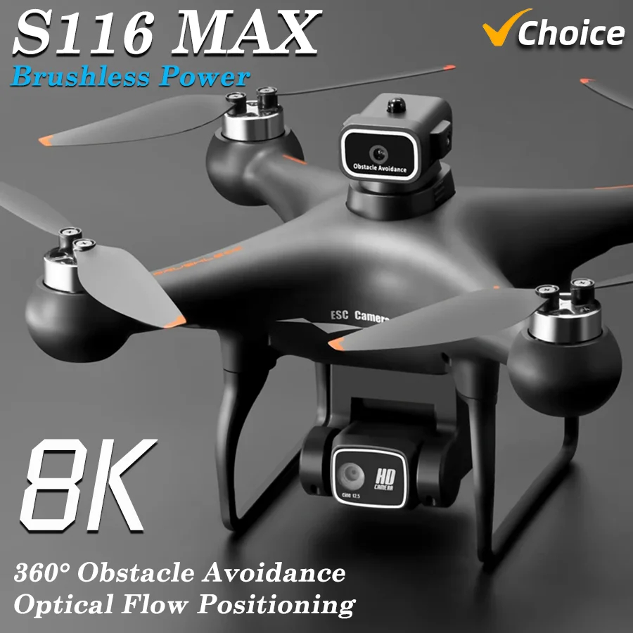 Max Elf GPS Drone Professional 5G 8K Dual ESC Camera Optical Flow Brushless 360 Deg Obstacle Avoidance Wi-Fi FPV RC Drone Toys - Black & White