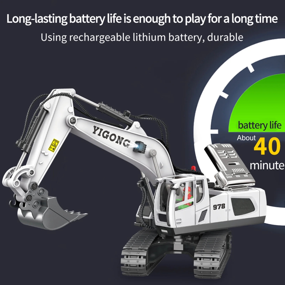 NM60339 11CH RC Digger Tractor 2.4GHz Remote Control Excavator for Kids Boys Girls
