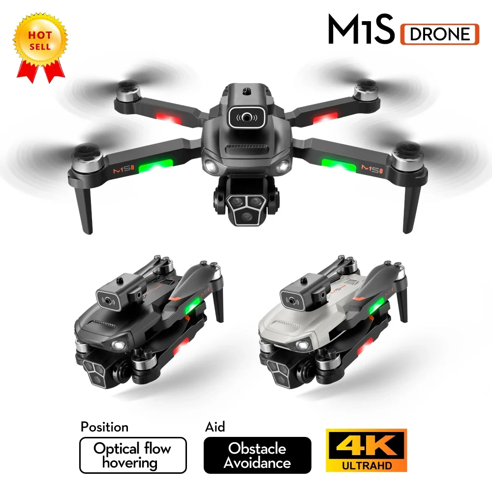 NM60364 Professional 5G 8K Dual ESC Camera Optical Flow Brushless 360 Deg Obstacle Avoidance Wi-Fi FPV RC Drone Children Toys - Black & Gray