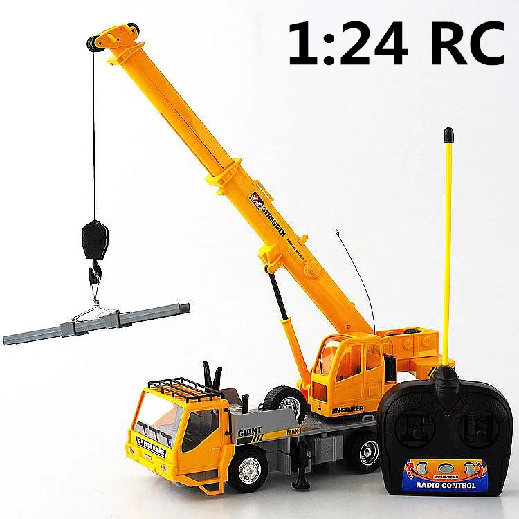 NM60589 Remote Control Crane Electric Engineering Vehicles 7 Channel Car Wireless RC Model Toys Oversized Toy Car, Yellow