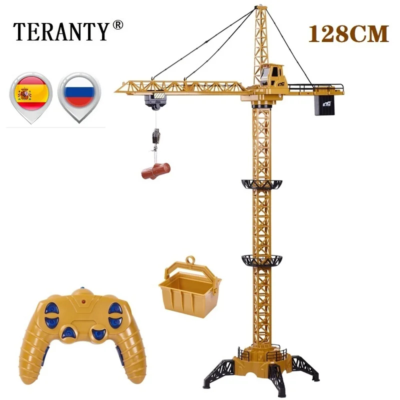 NM60703 2024 Upgraded Version Remote Control Construction Crane 6 Channel 680 Rotation Lift Model 2.4G RC Tower Crane Toy for Kids