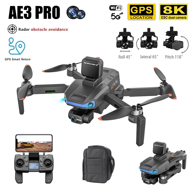 NM60727 Drone 8K Dual Camera GPS Obstacle Avoidance Three Axis EIS Anti Shaking Pan Tilt Folding Quadcopter RC Helicopter