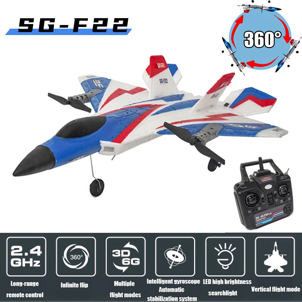 NM60753 Plane F22 Stunts Plane 2.4G Radio Control Glider Remote Control 3D Plane Glider Airplane EPP Foam Boys Toys for Children