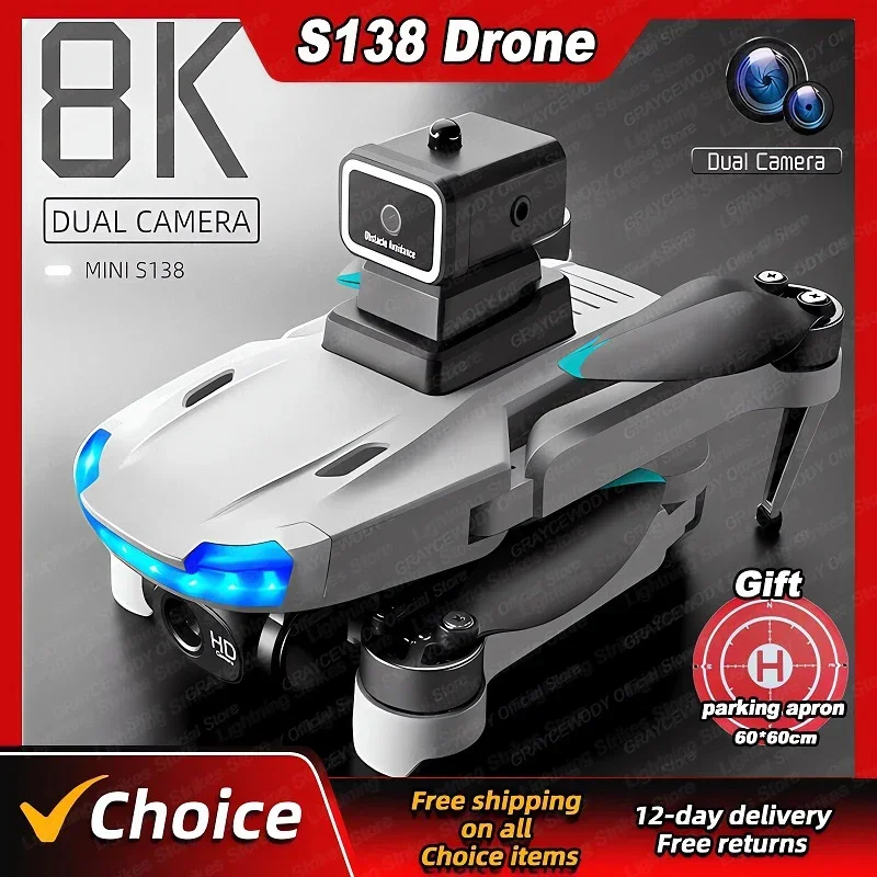 NM60822 S138 4K Professional Drone Dual Camera Wi-Fi FPV Obstacle Avoidance Folding Quadcopter Remote Control Distance 1200M Gift Toy